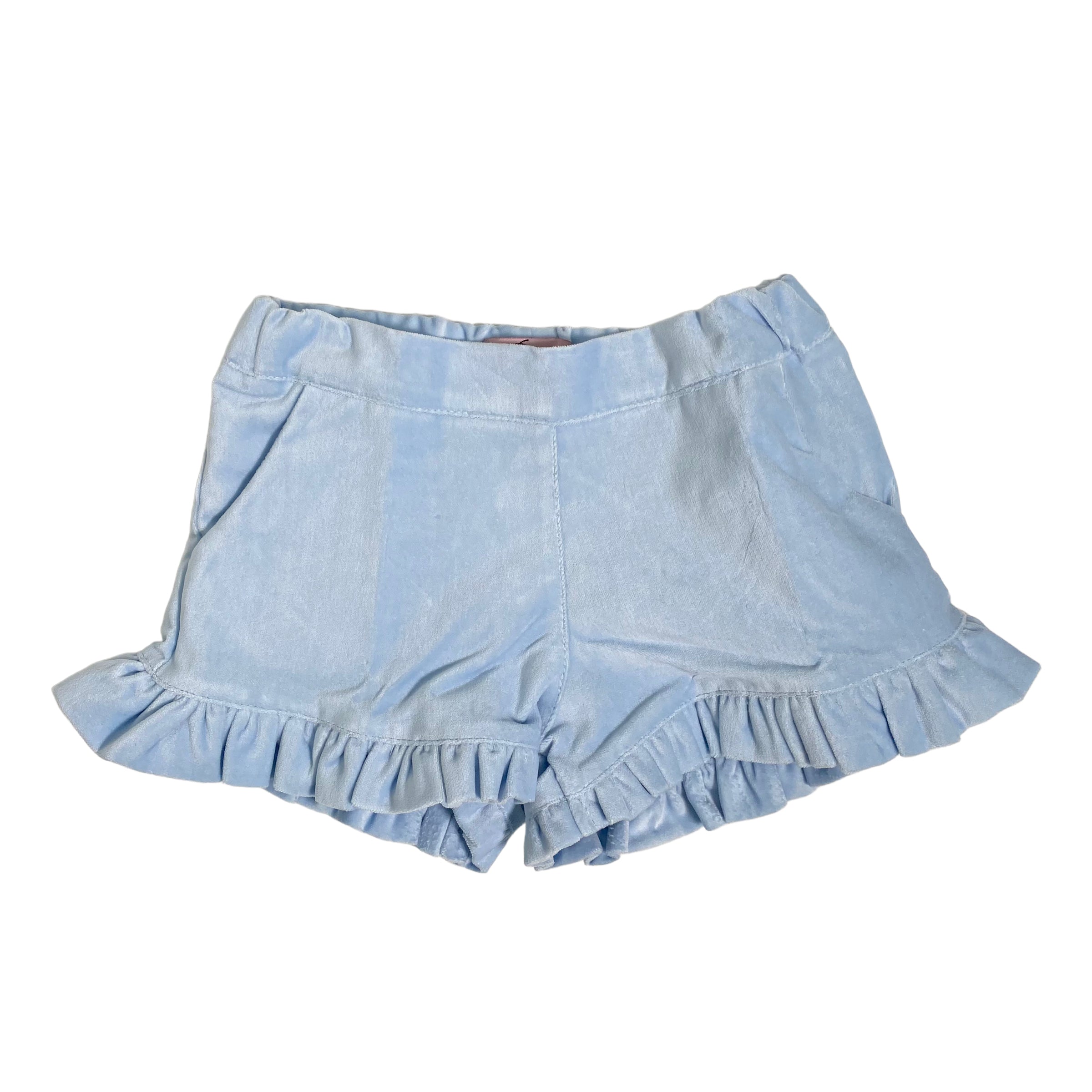 Shorts In Velluto Celeste Bambina PHI CLOTHING 22588 - PHY CLOTHING - LuxuryKids