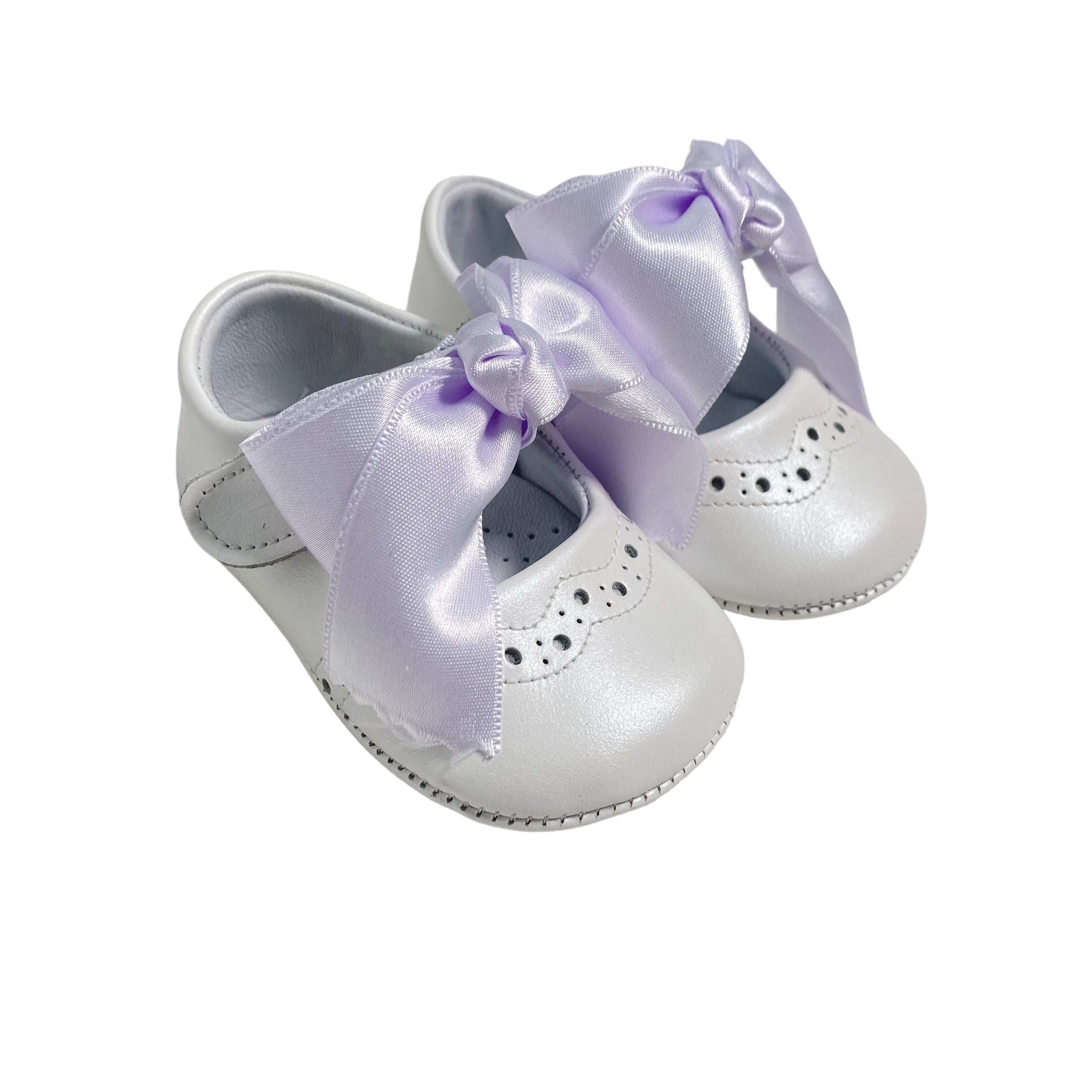 Scarpe Da Culla Modello Ballerina In Pelle Con Fiocco In Raso Neonata PANYNO A3203 - PANYNO - Luxury Kids