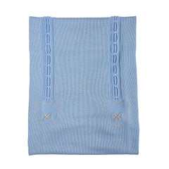Coperta Scialle In Filo Di Cotone Con Trecce E Orso Celeste Neonato CREAZIONI LUANA 1020 - CREAZIONI LUANA - Luxury Kids