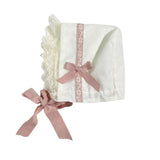 Abito Elegante Battesimale In Tulle Panna Neonata PONTO POR PONTO 5956 - PONTO POR PONTO - Luxury Kids