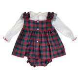 Completo Salopette Scozzese E Camicia Bambina VALENTINA BEBES CWA165 - VALENTINA BEBES - LuxuryKids