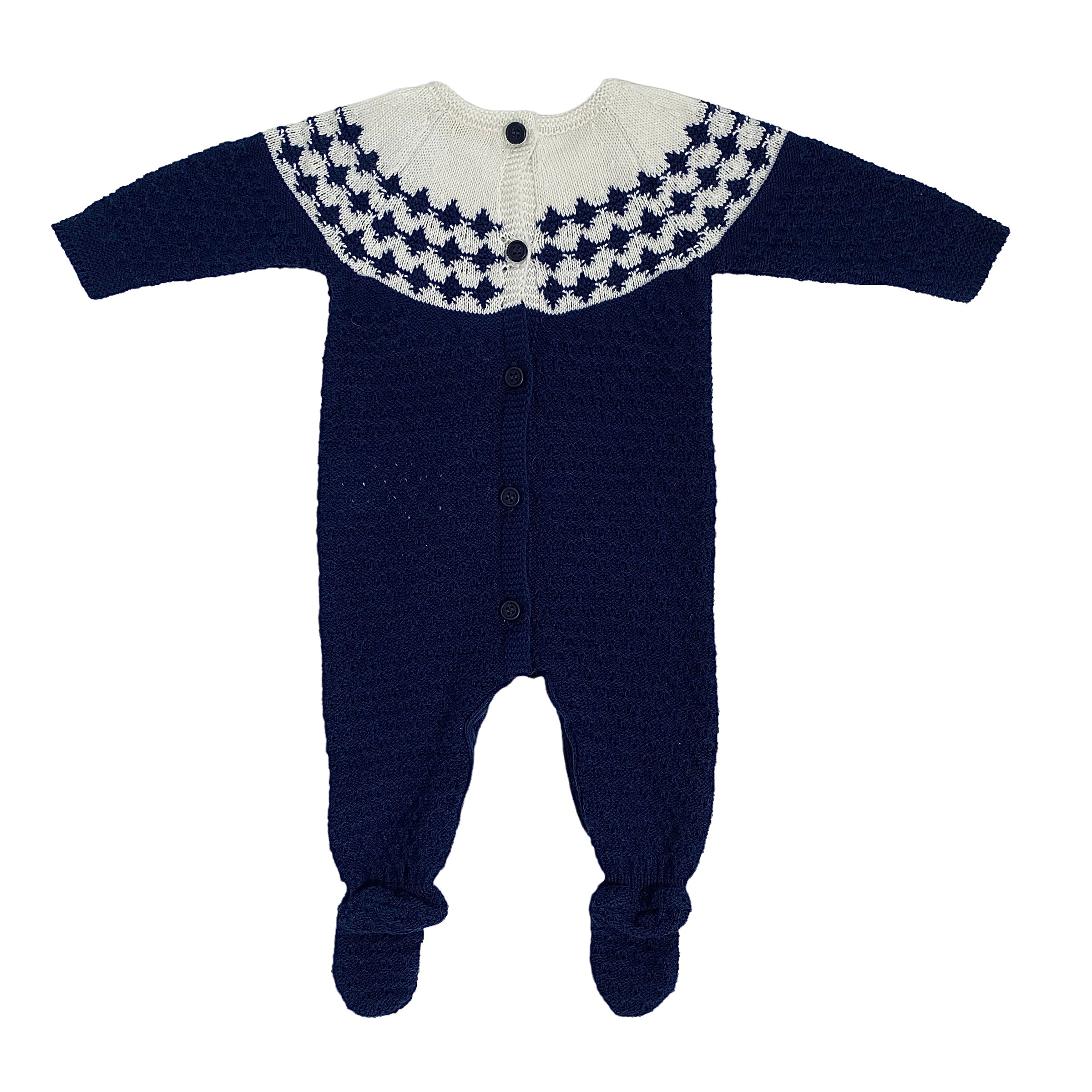 Tutina Intera In Caldo Cotone Girocollo Blu Neonato A&J 118 - A&J - LuxuryKids