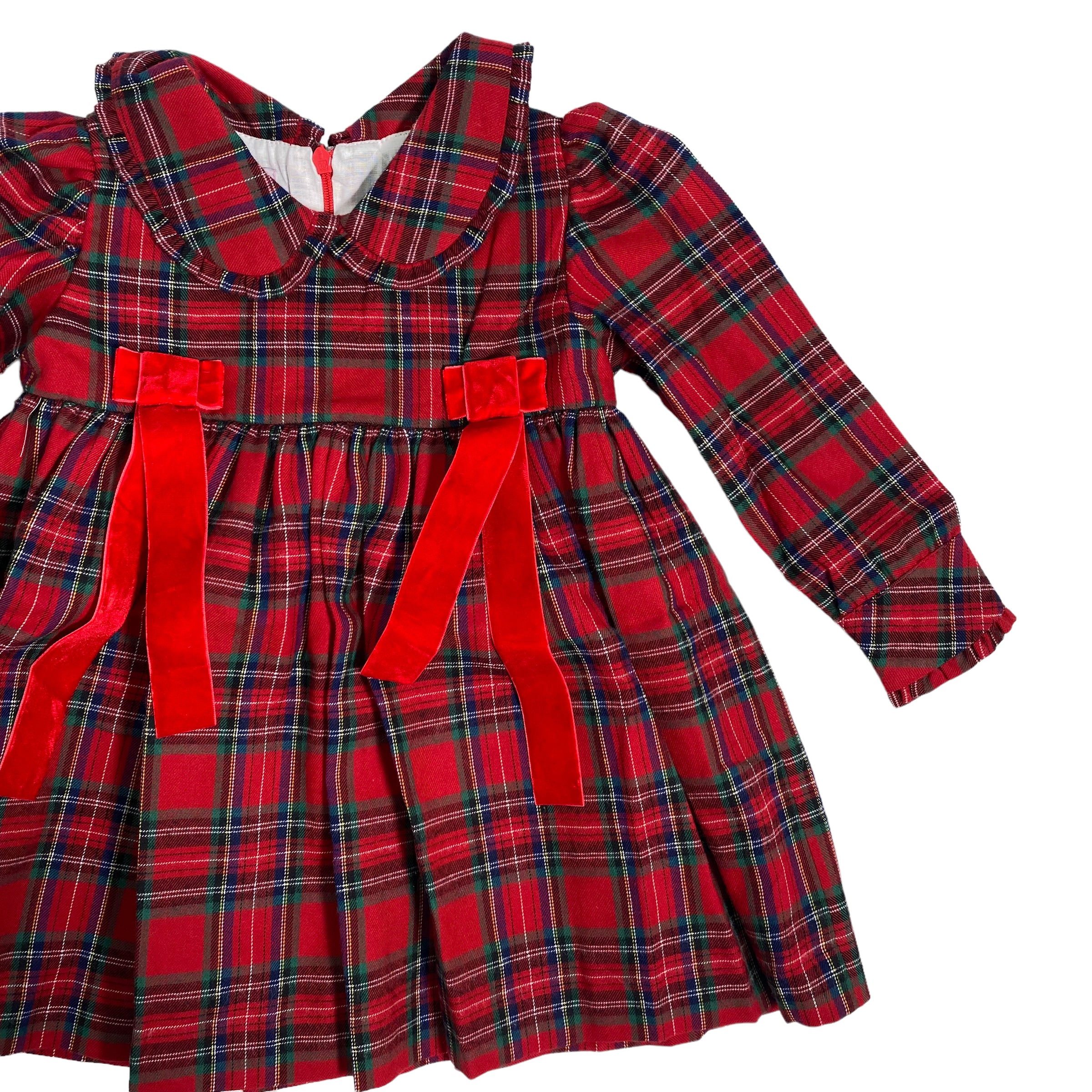 Abito Manica Lunga Tartan Rosso Neonata PHI CLOTHING 22714 - PHY CLOTHING - LuxuryKids