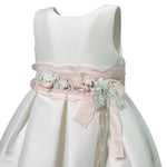 Abito Elegante Smanicato In Mikado Bianco Bambina MIMILU' 609 - MIMILU' - Luxury Kids