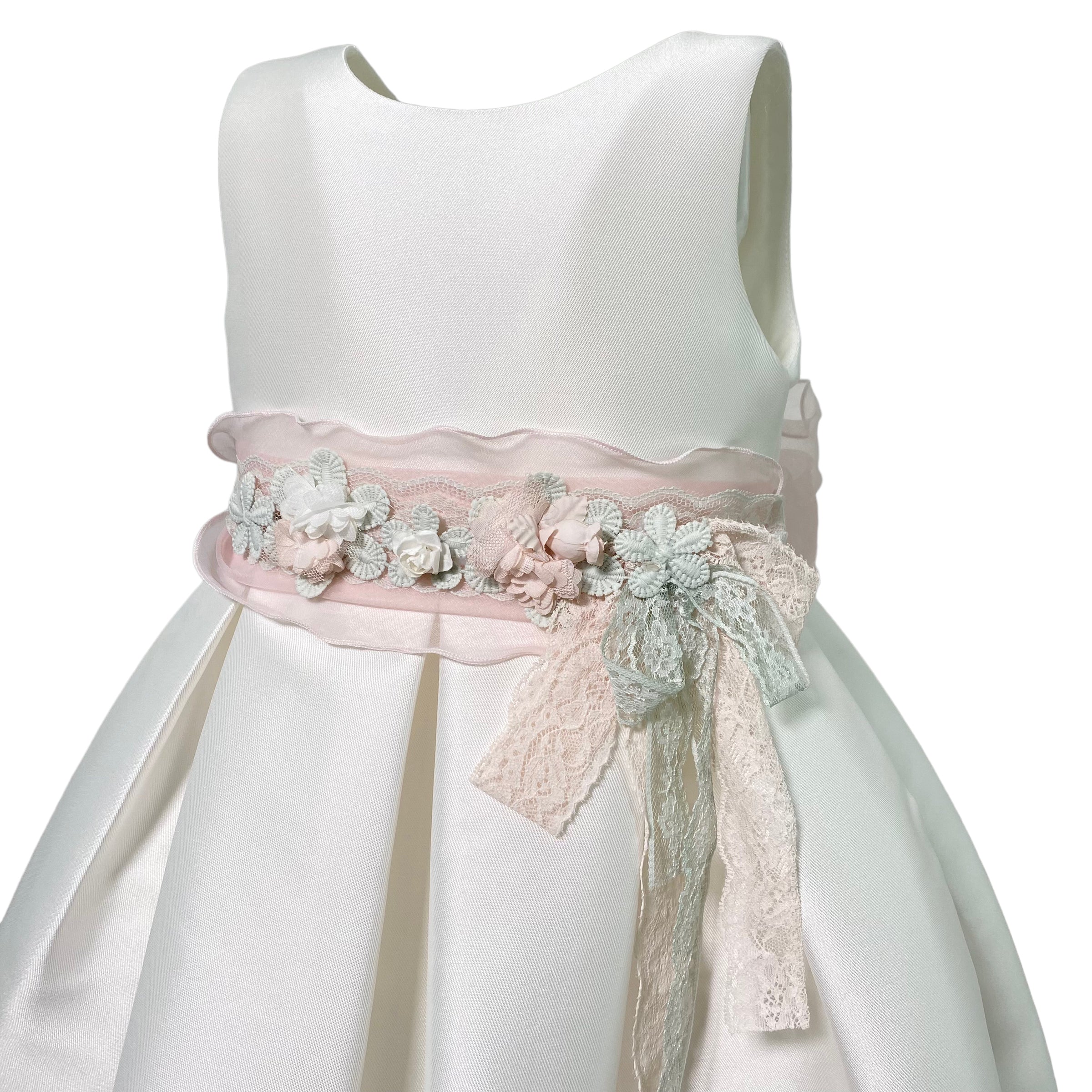 Abito Elegante Smanicato In Mikado Bianco Bambina MIMILU' 609 - MIMILU' - Luxury Kids