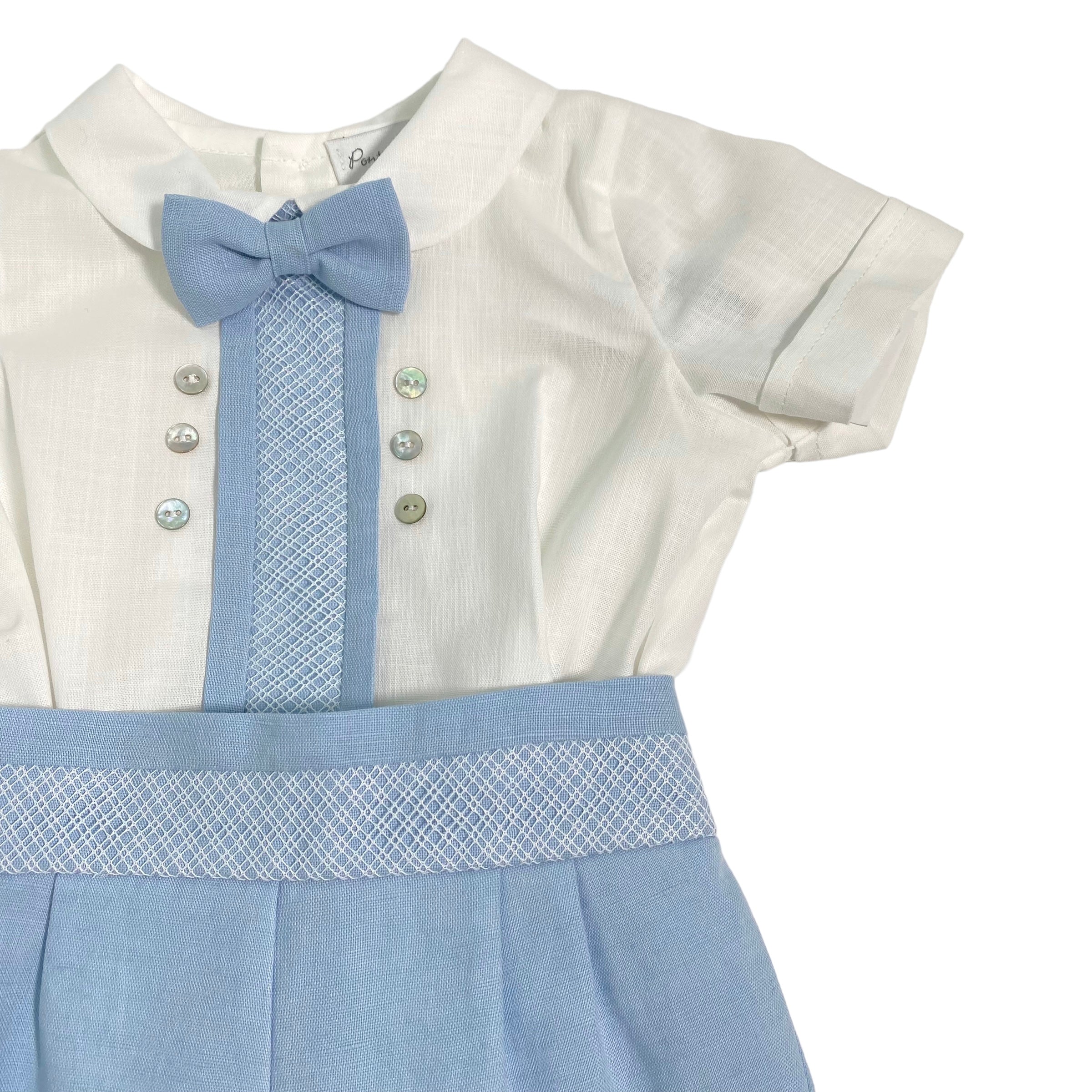 Completo Corto Elegante In Cotone Con Bermuda Neonato PONTO POR PONTO 5930 - PONTO POR PONTO - Luxury Kids