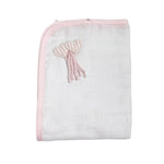 Quadrato Di Garza Bianco Con Bordatura Rosa E Applicazione Di Cuoricini Neonata LA SARTORIA DEI PICCOLI LQ355 - LA SARTORIA DEI PICCOLI - Luxury Kids
