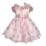 Abito Elegante Mezza Manica In Organza Stampata Floreale Neonata ISABEL F161N - ISABEL - Luxury Kids