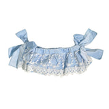 Culotte In Velluto Celeste Con Pizzo Neonata PHI CLOTHING 22583 - GRANLEI - LuxuryKids
