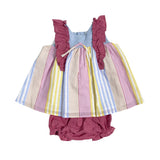 Abito Smanicato A Righe Con Culotte Neonata YOEDU 0335 - YOEDU - Luxury Kids