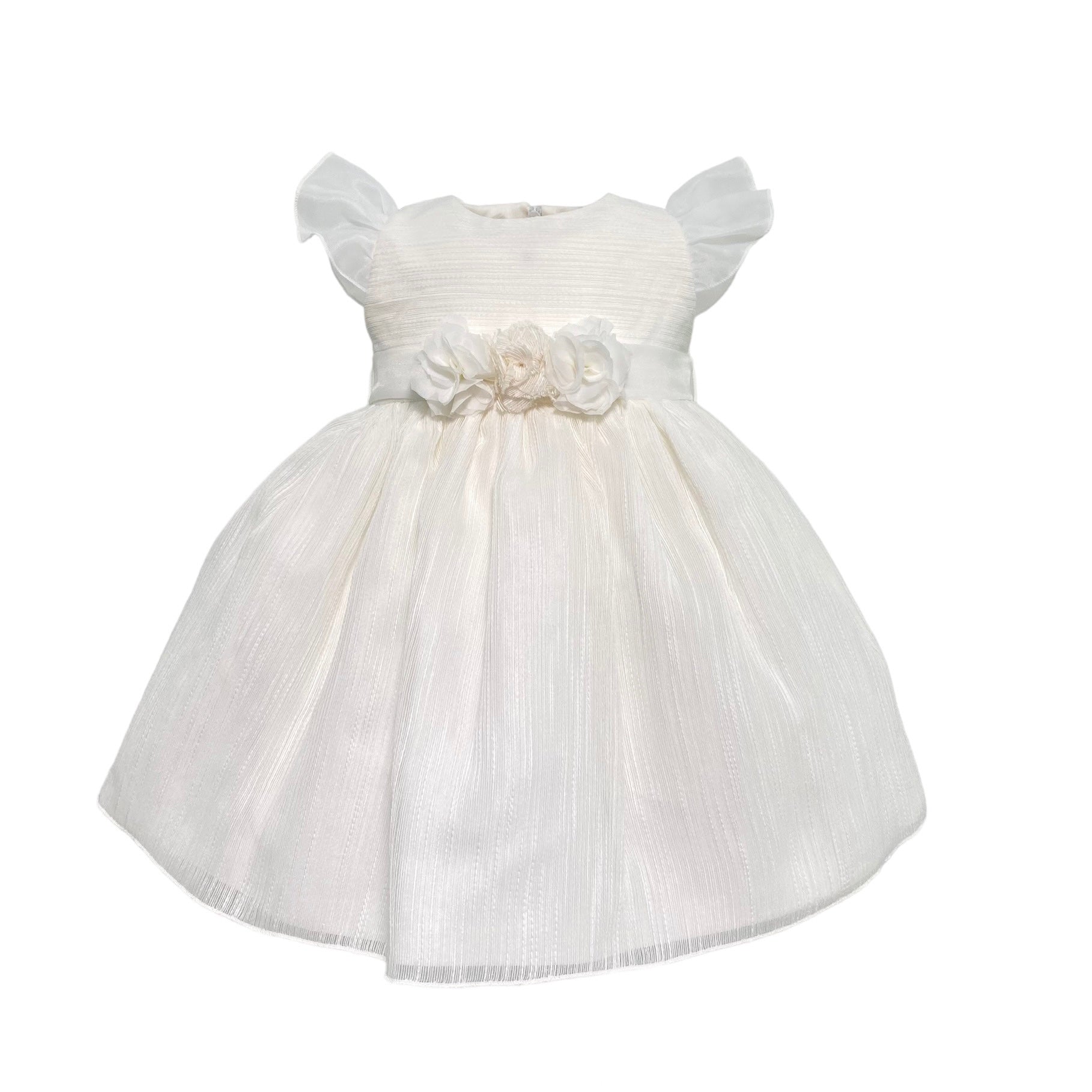 Abito Elegante Battesimale In Organza Rigata Neonata NINNAOH E23AB415 - NINNAOH - Luxury Kids