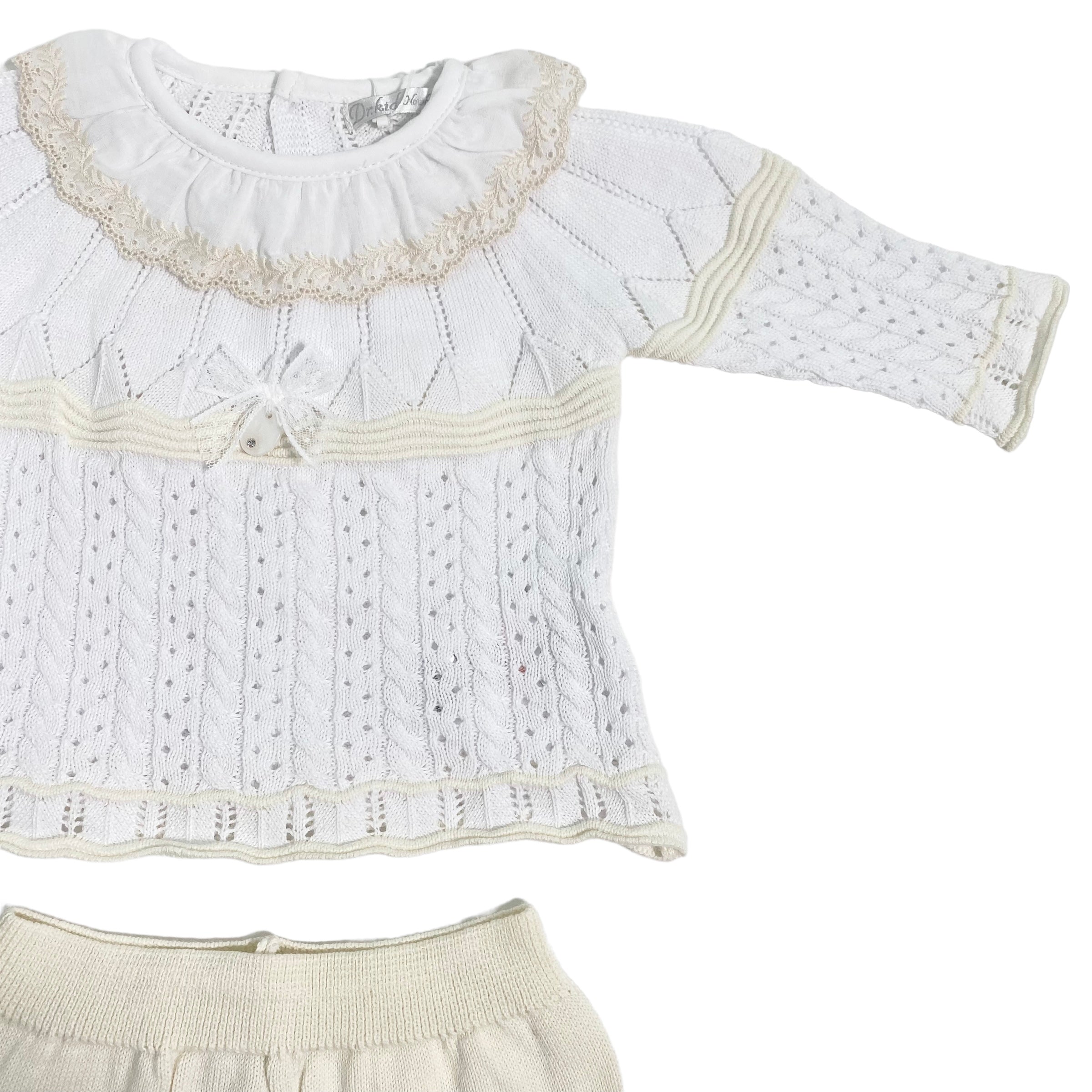 Tutina Spezzata In Filo Di Cotone Traforata Neonata DR KID DK161 - DR KID - Luxury Kids