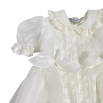 Abito Elegante Battesimale In Seta E Pizzo Panna Neonata PICCOLA GIUGGIOLA CHIESSI - PICCOLA GIUGGIOLA - Luxury Kids