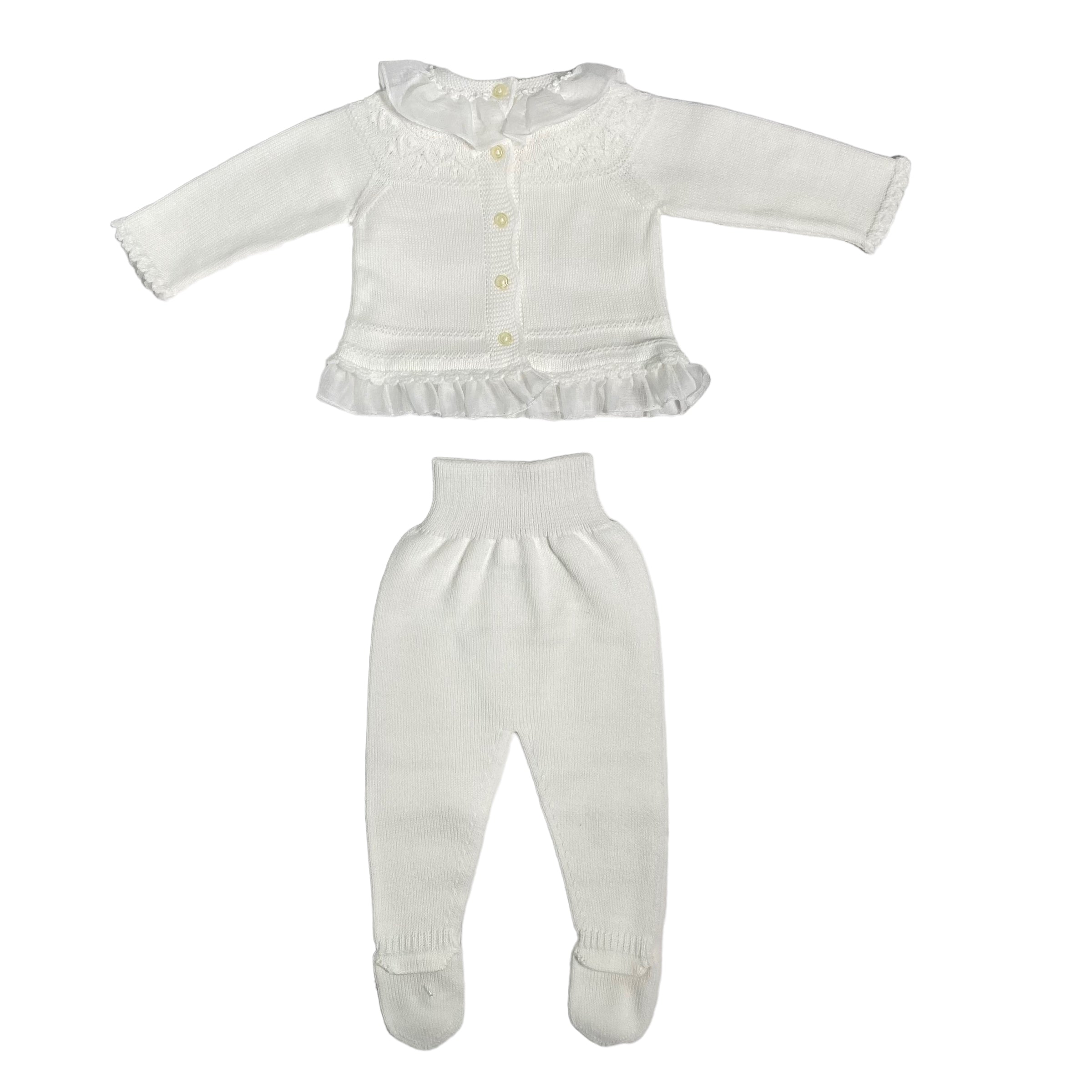 Tutina Spezzata In Tessuto Anallergico Panna Neonata GRANLEI 159 - GRANLEI - LuxuryKids