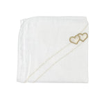 Quadrato Di Garza Bianco Con Cucitura Oro E Applicazione Di Cuoricini Neonata LA SARTORIA DEI PICCOLI LQ351 - LA SARTORIA DEI PICCOLI - Luxury Kids