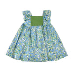 Abito Smanicato In Cotone Floreale Verde YOEDU 0526 - YOEDU - Luxury Kids