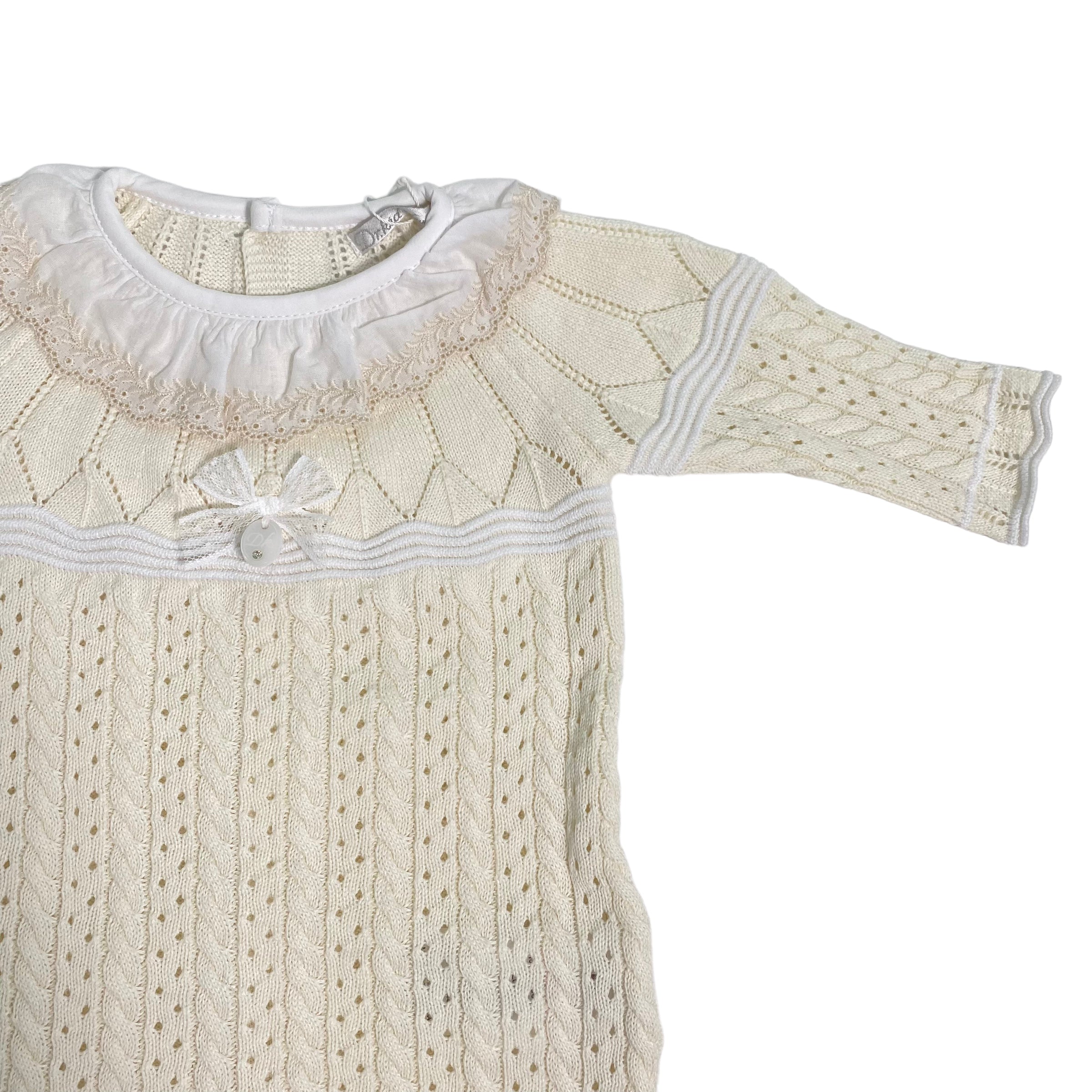 Tutina Intera In Filo Di Cotone Traforata Neonata DR KID DK160 - DR KID - Luxury Kids