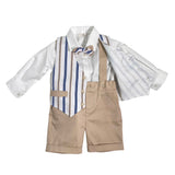 Completo Elegante Con Salopette Camicia E Papillon beige Neonato NINNAOH E23CM603A