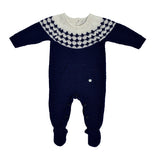Tutina Intera In Caldo Cotone Girocollo Blu Neonato A&J 118 - A&J - LuxuryKids