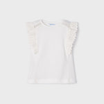 Maglietta Manica Corta Con Volant In Cotone Bambina MAYORAL 3061 - MAYORAL - Luxury Kids