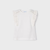 Maglietta Manica Corta Con Volant In Cotone Bambina MAYORAL 3061 - MAYORAL - Luxury Kids