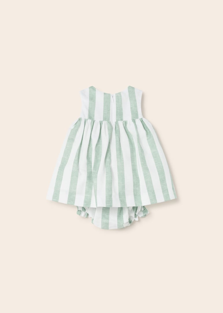 Abito Smanicato Con Culotte In Misto Lino Neonata MAYORAL 1820 - MAYORAL - Luxury Kids